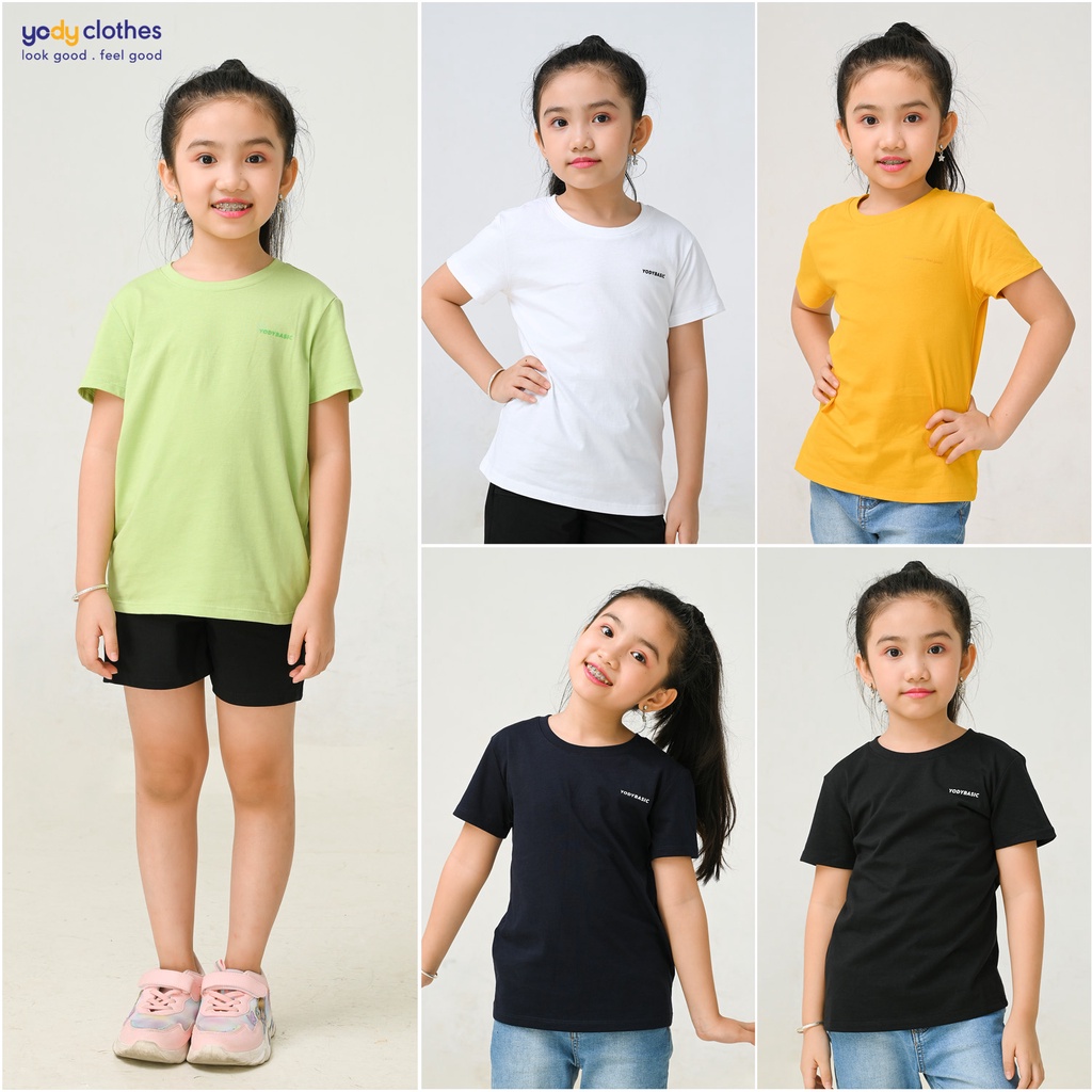 Áo thun trẻ em YODY in chữ 100% cotton mềm mịn, mát mẻ TSK5193, TSK5117