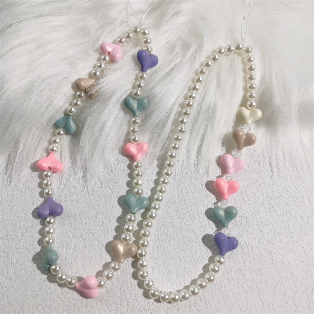 Dây Hạt Ngọc Trai Bằng Acrylic Mềm Chống Thất Lạc Gắn Điện Thoại Di Động Tiện Lợi