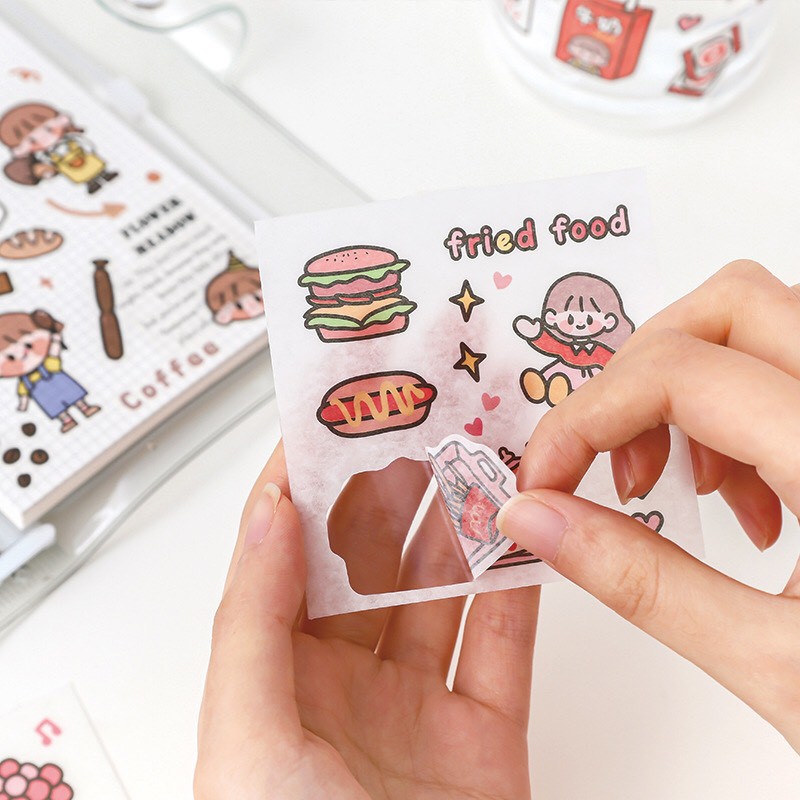 Set 100 tấm sticker cắt sẵn siêu cute S10 Taro Stationery