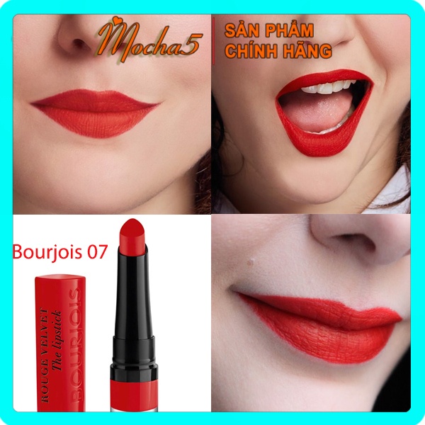 Son thỏi BJ BOURJOIS Lipstick lì môi, lên chuẩn màu Pháp thỏi 07 màu Đỏ Cam