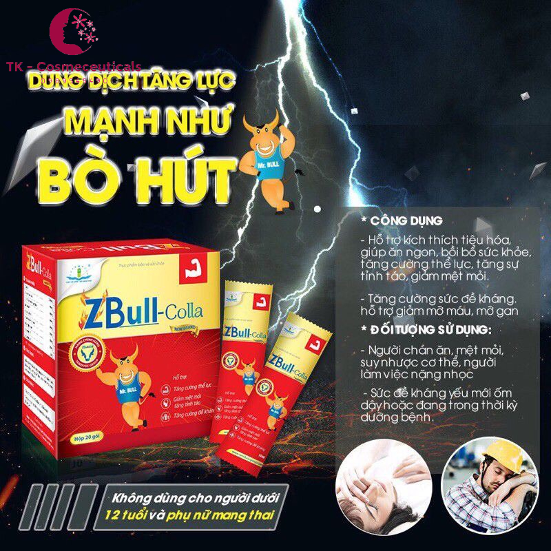 Bột Sủi Thanh Nhiệt Zbull Cola - Tăng Cường Sinh Lực Mạnh Như Bò Húc - Hộp 10 Gói