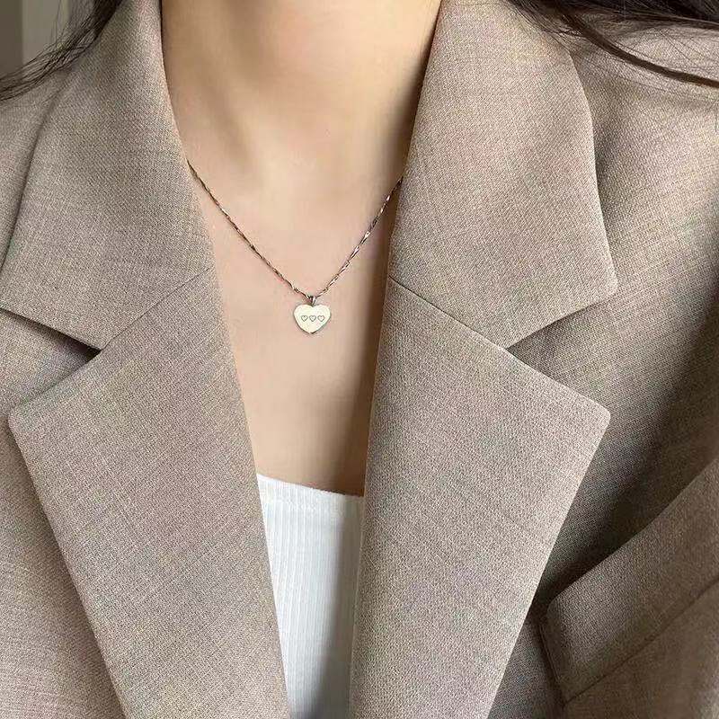 Vòng cổ Bạc Mặt Trái Tim Phong Cách Hàn Quốc Mới
