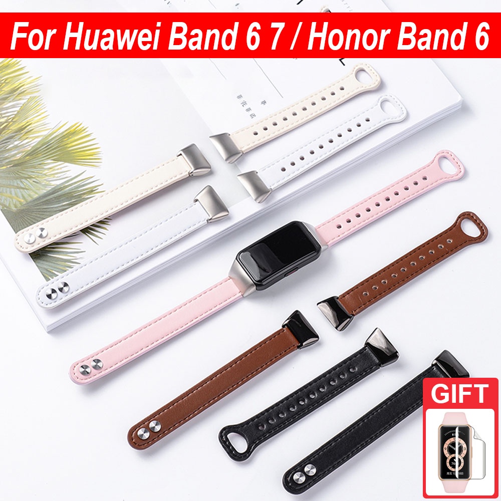 Dây Đeo Da Thay Thế Cho Đồng Hồ Huawei Band 6 7 / Honor Band 6