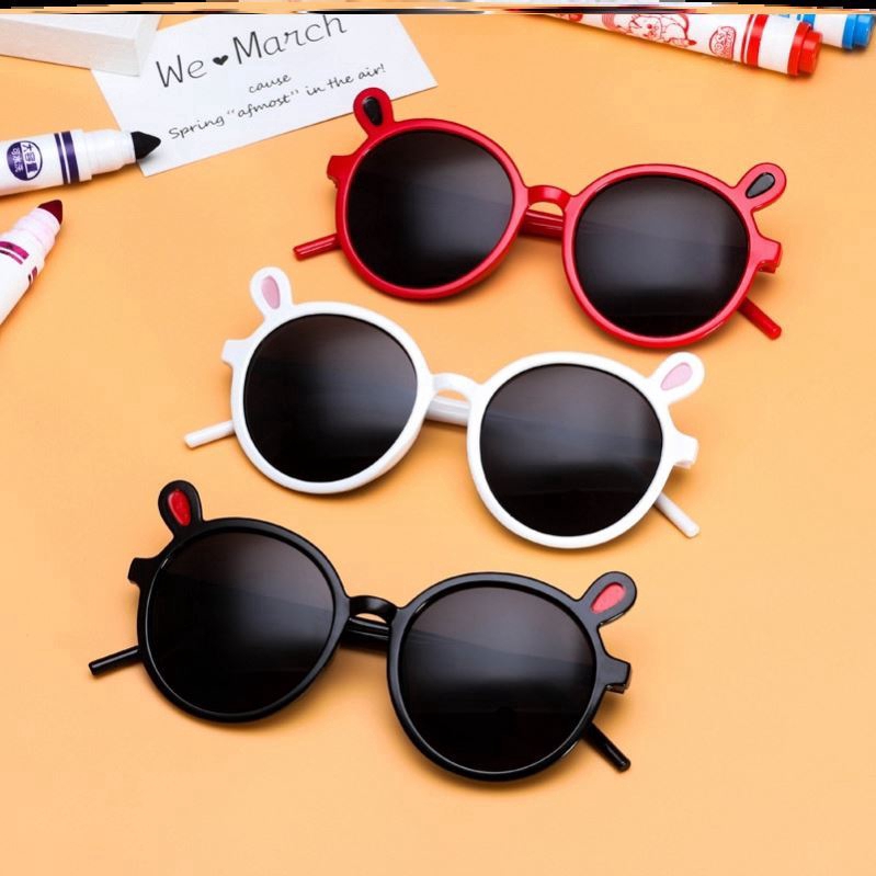 Sunglasses For Kids 2020 new Korean Version Of Cute Bear Ear Round Glasses PC Frame Kids Glasses