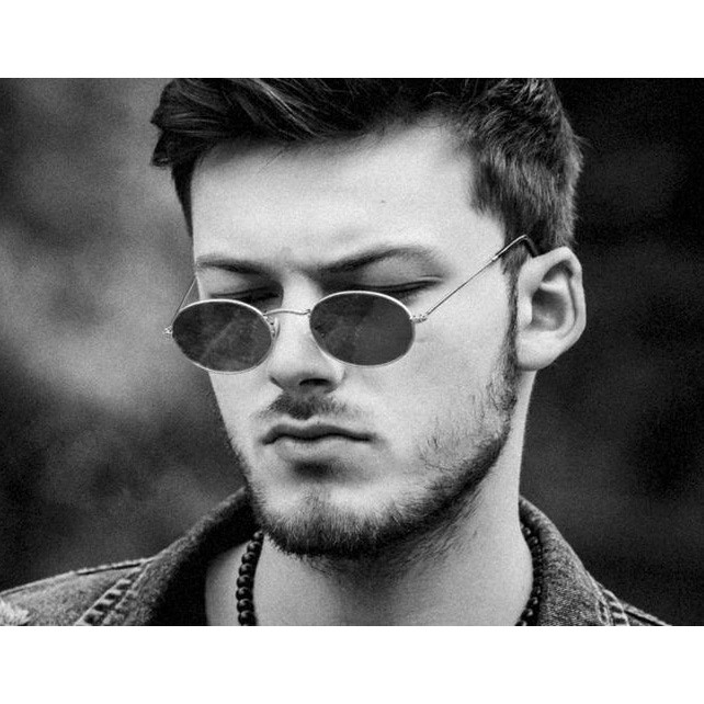 Kính mát Samjune gọng bầu dục bằng thép không gỉ phong cách retro