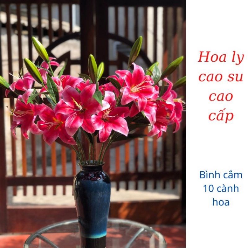 HOA GIẢ_ Combo 5 cành Hoa ly cao su cao cấp hàng loại 1 chuẩn đẹp.