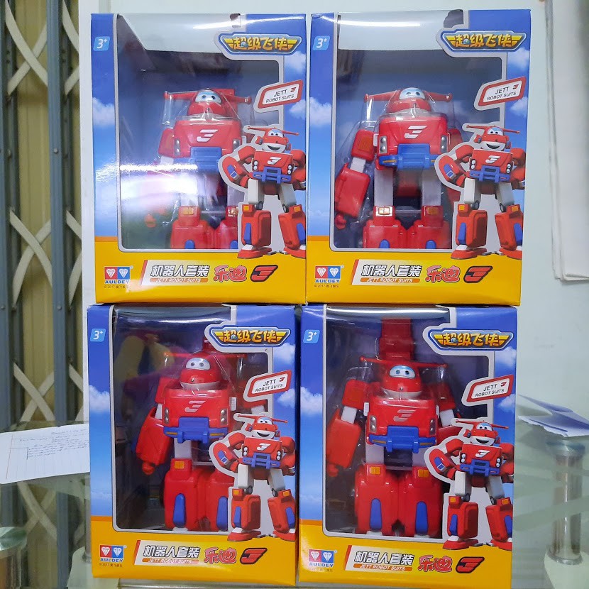 Super wings máy bay Jett tia chớp mini và robot cỡ lớn đồ chơi trẻ em hãng Auldey bằng nhựa cao cấp