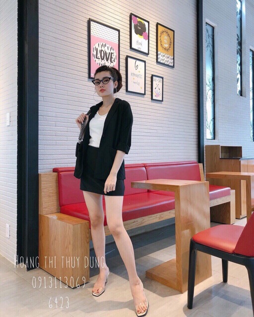 Sét vest 3 món: áo dây+ chân váy chữ A + vest khoác | BigBuy360 - bigbuy360.vn