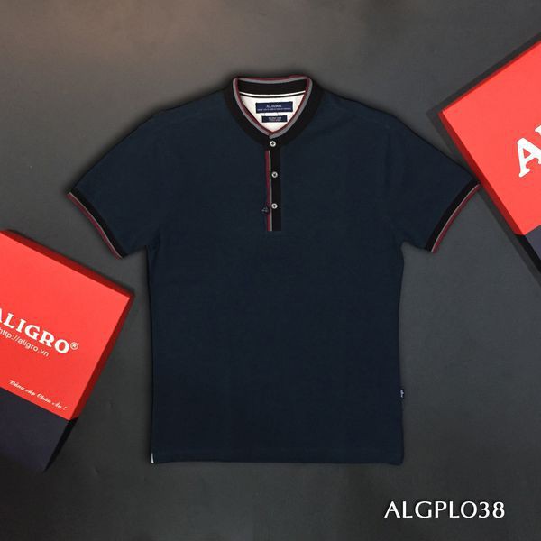 Áo polo cộc tay nam trơn màu xanh đen aligro ALGPLO38
