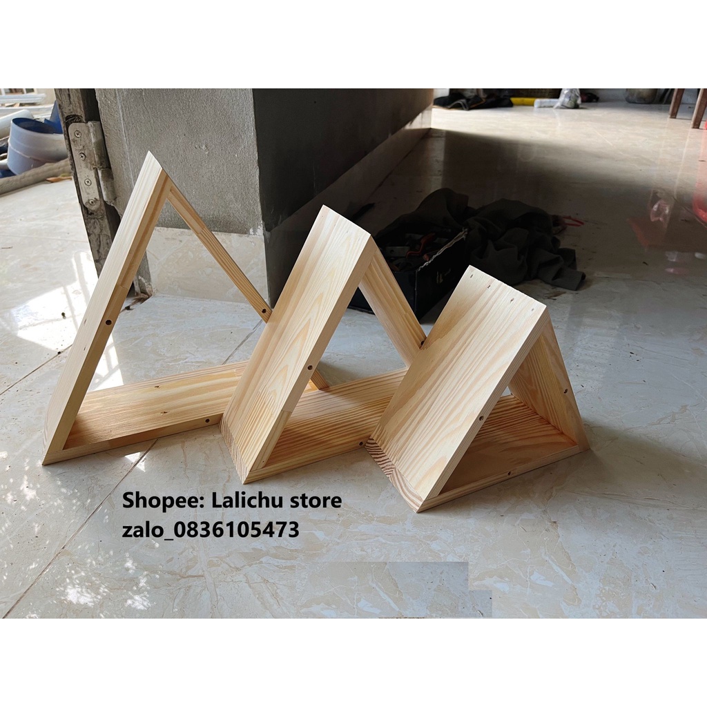 Kệ gỗ treo tường trang trí, kệ gỗ tam giác decor giá rẻ