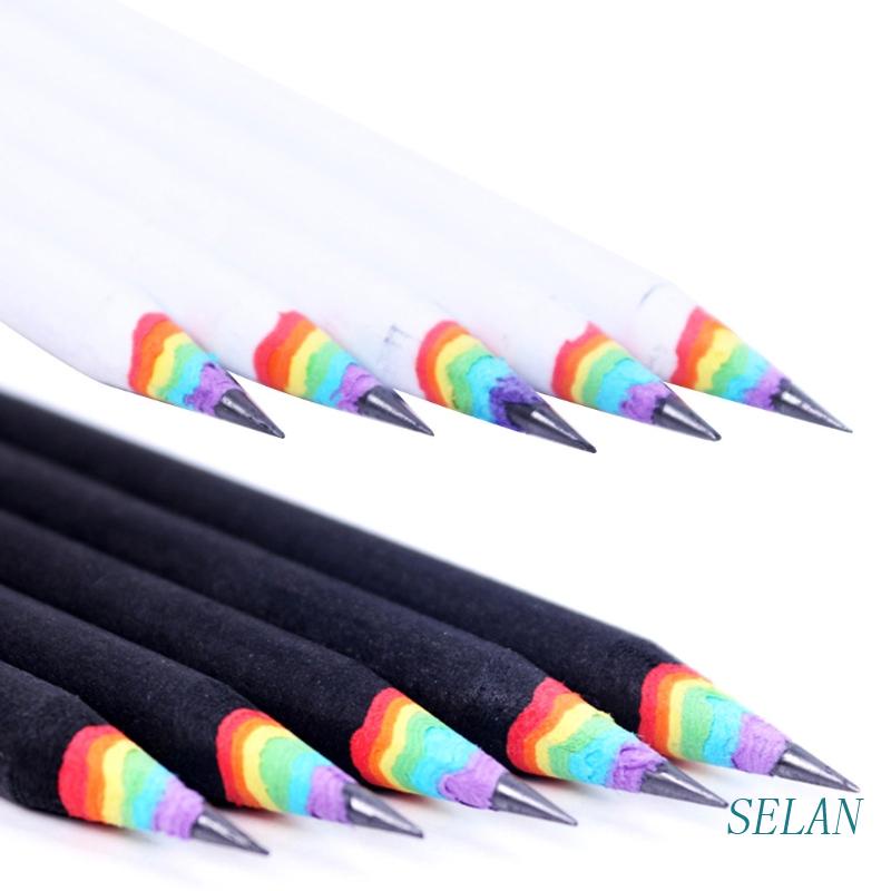 Set 5 Bút Chì Gỗ 2B Màu Cầu Vồng Dành Cho Trẻ Mẫu Giáo