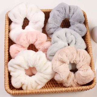 Dây Buộc Tóc Vải Nhung Scrunchies Lông Thỏ Dễ Thương, Dây Buộc Tóc Scrunchies Đáng Yêu