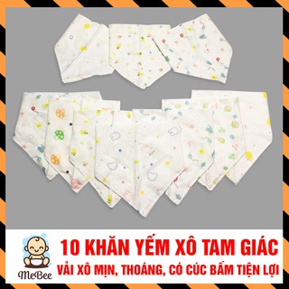 Combo 10 khăn yếm xô tam giác có cúc bấm tiện lợi cho bé