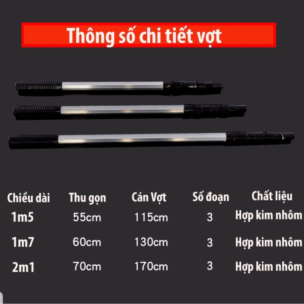 Vợt Cá Gấp Gọn Đại Lý Đồ Câu Cá Vành Tròn nhôm 1m5 - 2m1