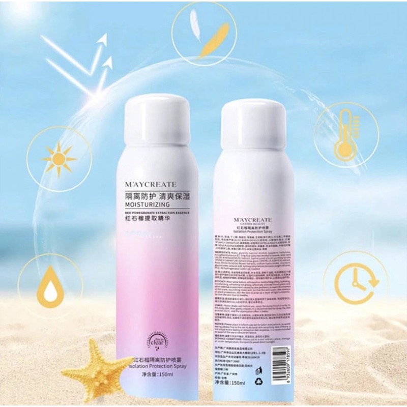 (Hàng Mới Về) Chai Xịt Dưỡng Ẩm Làm Trắng Da Spf / Làm Sáng Da Maycreate 150ml