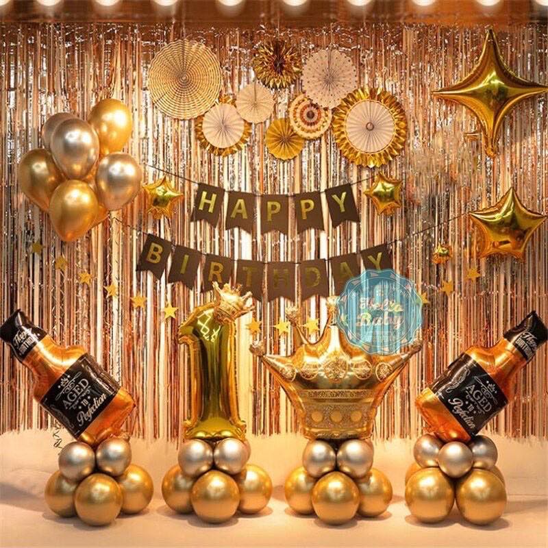 Combo 2 Rèm Kim Tuyến, Bóng Chữ Happy Birthday Và 50 Bóng Nhũ (Chat Với Shop Để Chọn Màu)