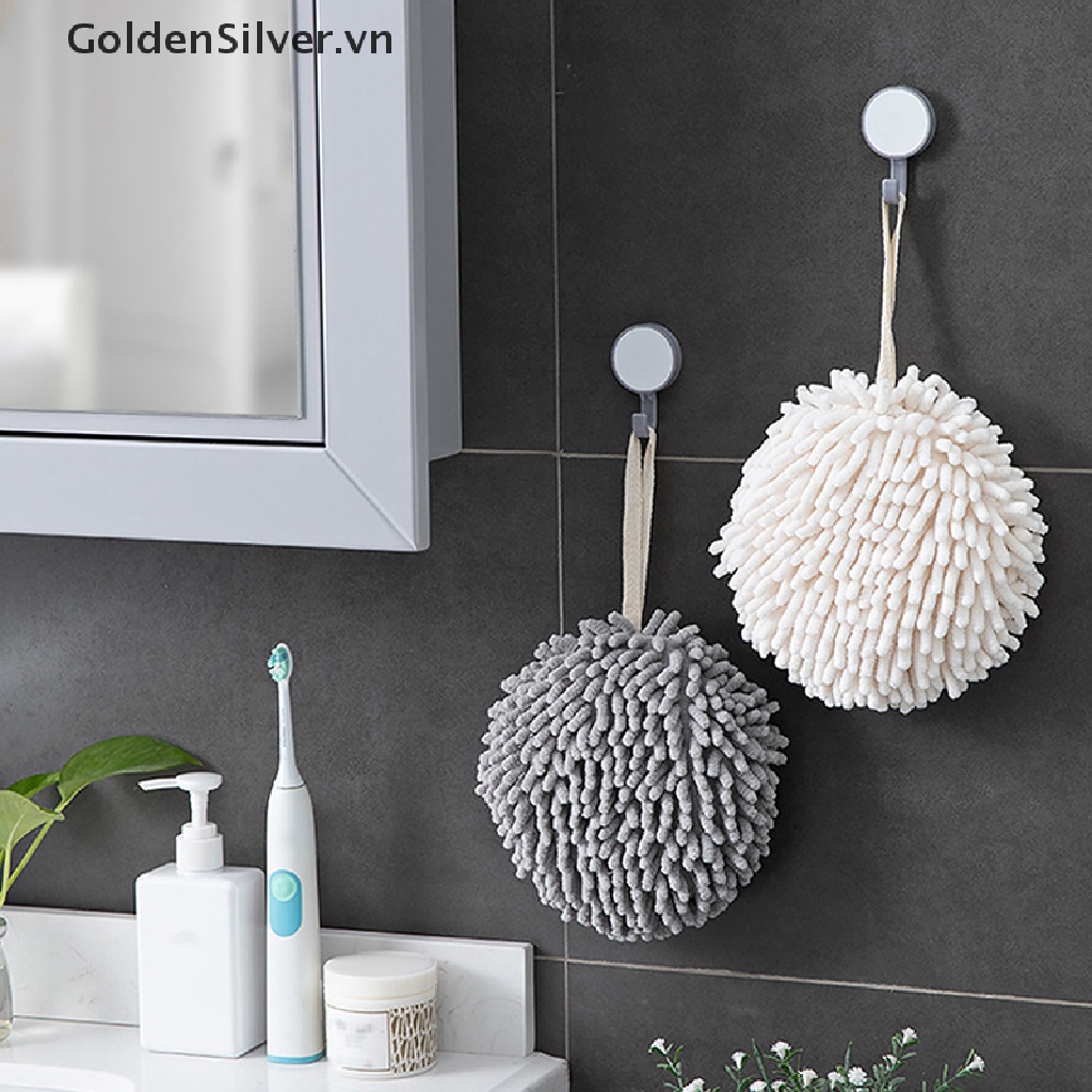 Khăn Lau Tay Bằng Sợi Chenille Màu Vàng Đồng Kèm Bóng Treo Khô Nhanh Cho Nhà Bếp / Phòng Tắm