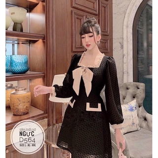 Bigsize Đầm phối nơ ngực D564
