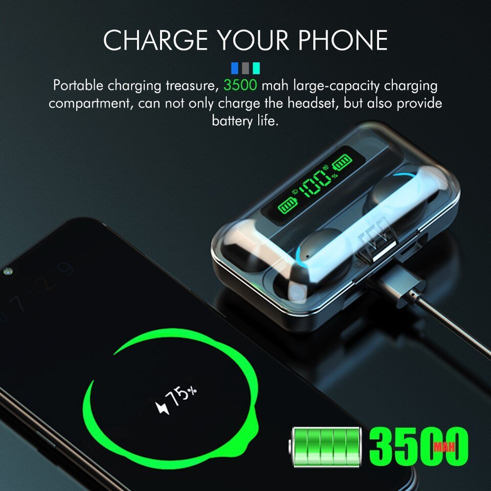 Tai nghe bluetooth-Tai Nghe Bluetooth True Wireless F9 PRO Bluetooth 5.0 | Bản Quốc Tế | Cảm Ứng | Chống Nước