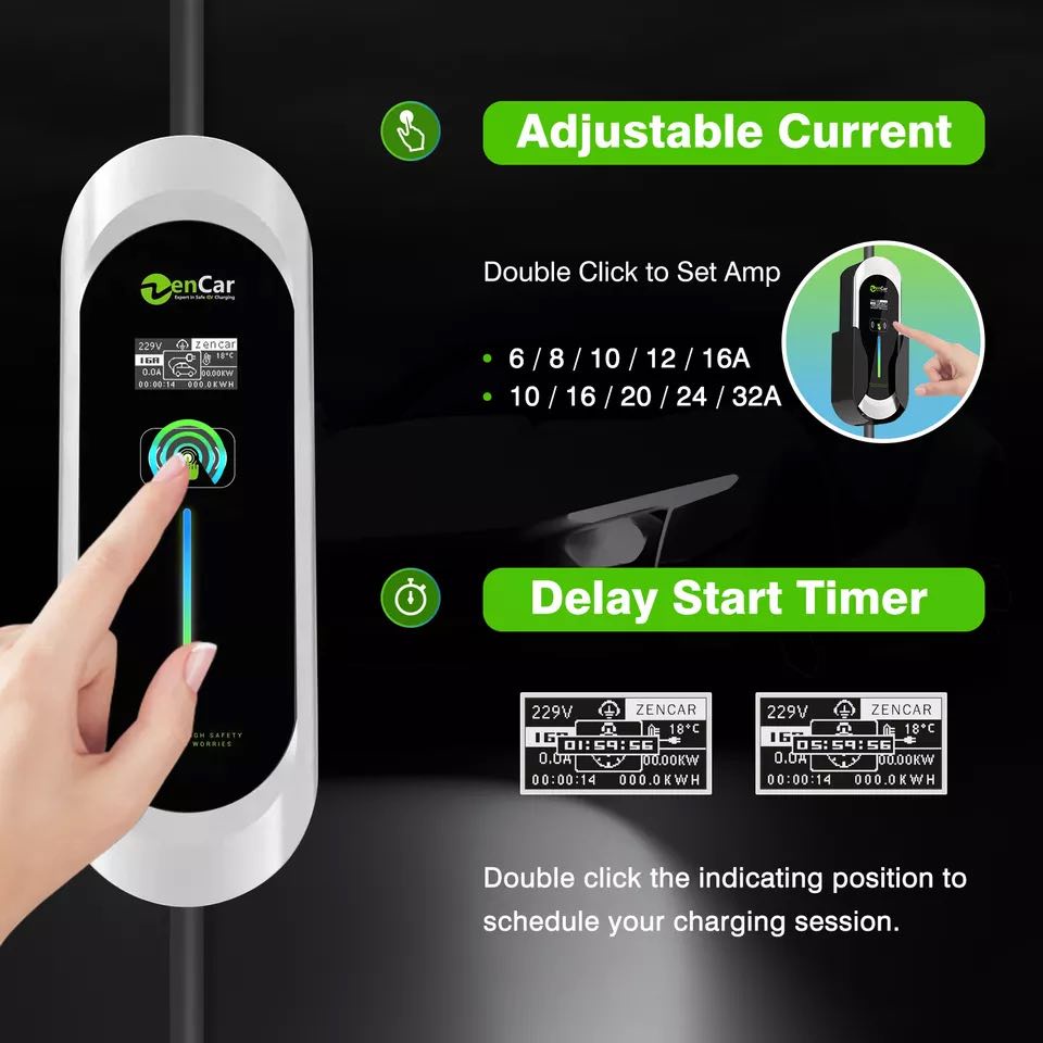 ZENCAR Gen 5 2023 - Tặng kèm dây chuyển đổi và ổ cắm công nghiệp 32A- Sạc nhanh xe ô tô điện Vinfast VFe34/VF8/VF5 7.4KW