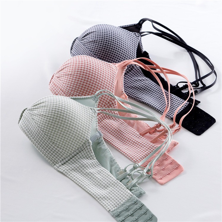 Áo ngực không gọng su nữ nâng ngực đệm vừa caro dây sau mặc được nhiều kiểu DOPICO  A113