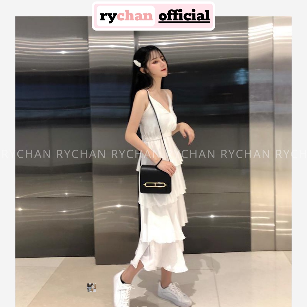 Đầm Maxi Trắng Đi Biển 4 Tầng Hai Dây - DX695