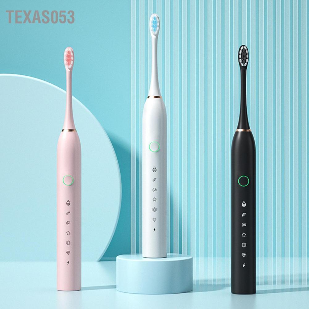 [Hàng mới về] Bàn chải đánh răng điện sóng âm tự động 6 chế độ sạc USB nhanh cho người lớ và trẻ em【Texas053】