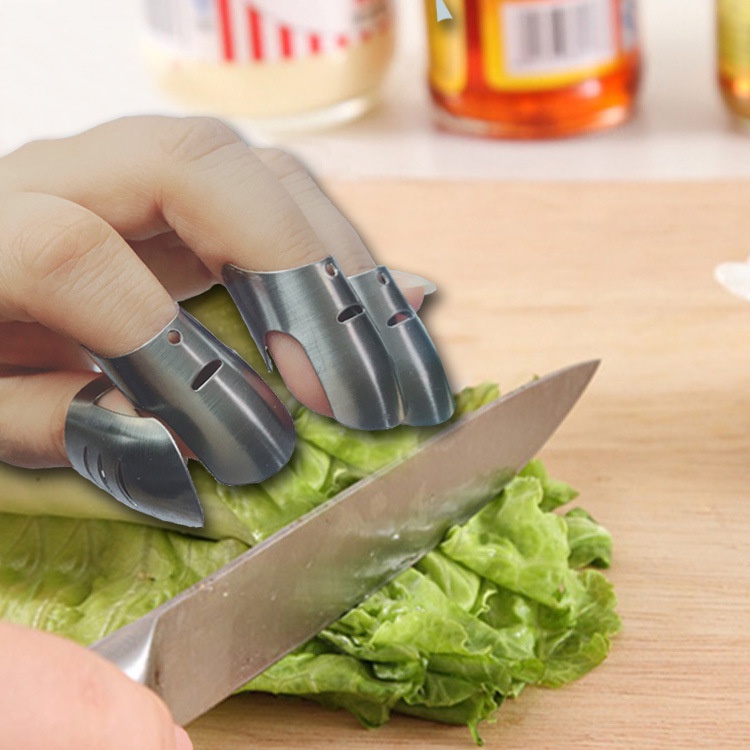 Set 4 Dụng Cụ Đeo Bảo Vệ Ngón Tay ANAEAT Bằng Thép Không Gỉ An Toàn Khi Dùng Dao