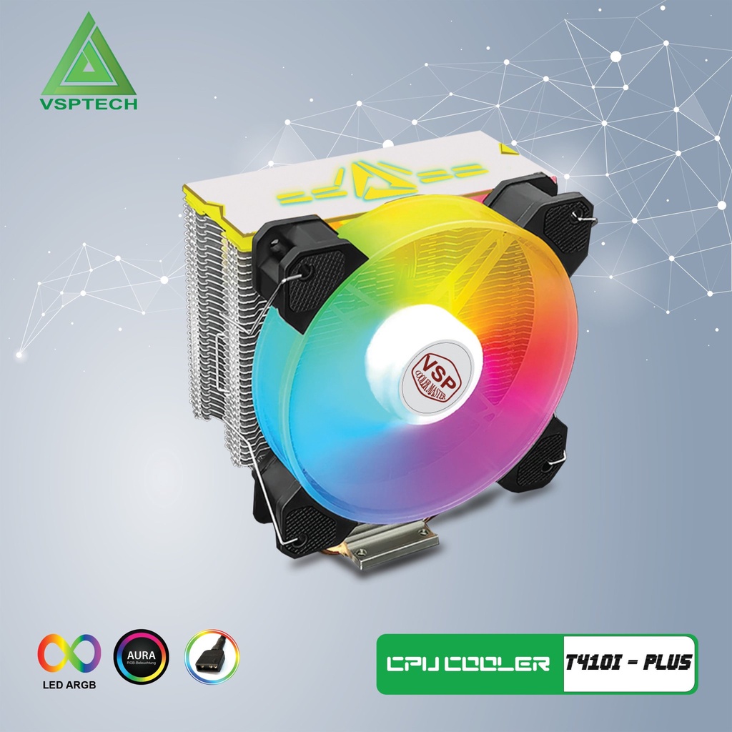 Quạt Tản Nhiệt CPU, Tản Nhiệt Khí CPU Máy Tính Bàn, AMD, Intel, 2U/4U, Fan 12Cm, Led RGB Và ARGB, Chính Hãng VSP, BH 2T