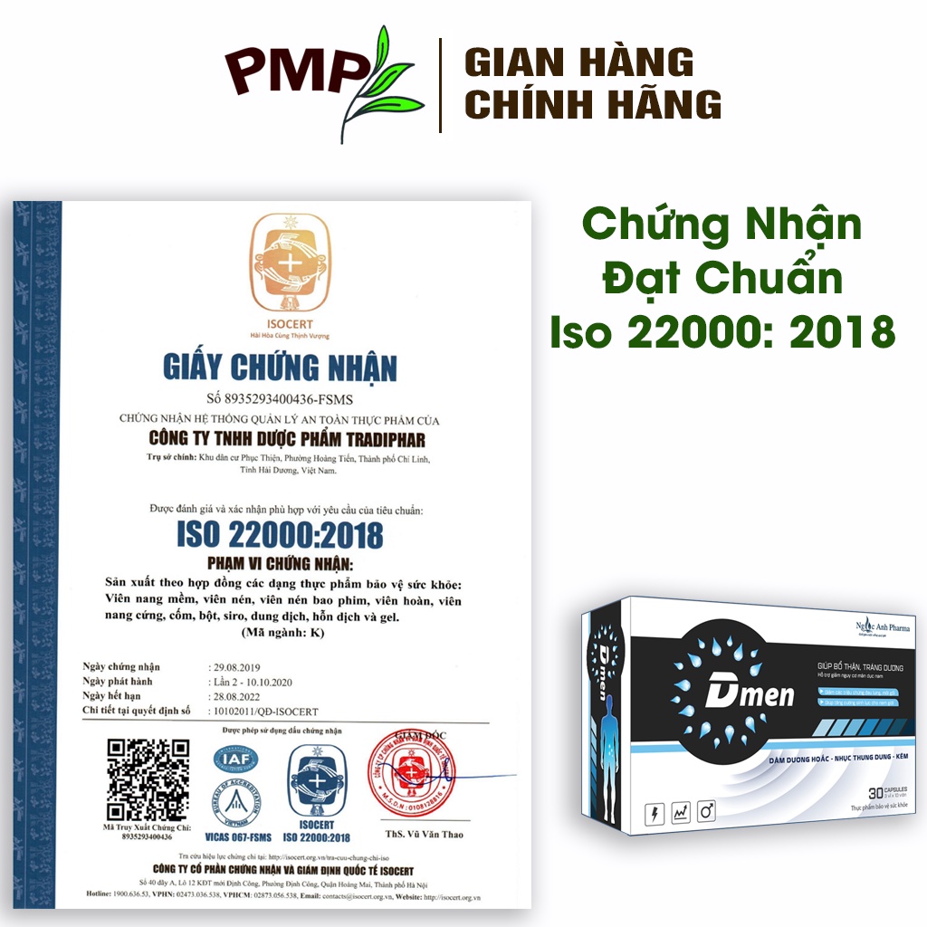 Dmen PMP Tăng Cường Chất Lượng Tinh Trùng - Nhiều Kẽm Hơn Tinh Chất Hàu Của 10 Con Hàu Biển