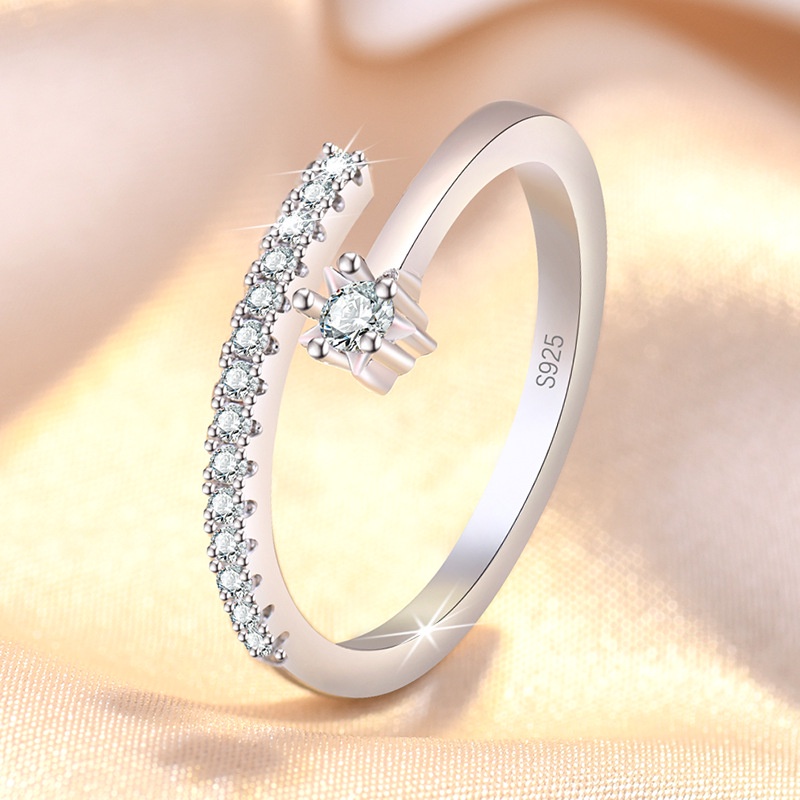 Silver Plated Jewelry Ring 925 Star Shape Zircon