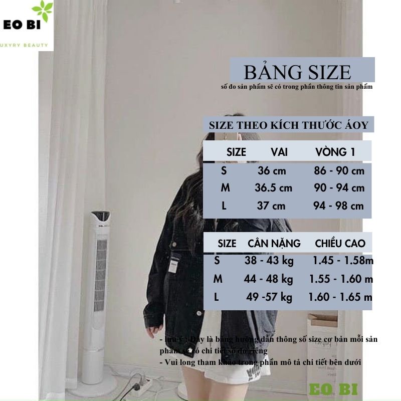 Áo Khoác Nữ Jean UNISEX Form Rộng Nam Nữ Màu Xanh và Đen - Áo khoác bò nữ form rộng suông - EOBI
