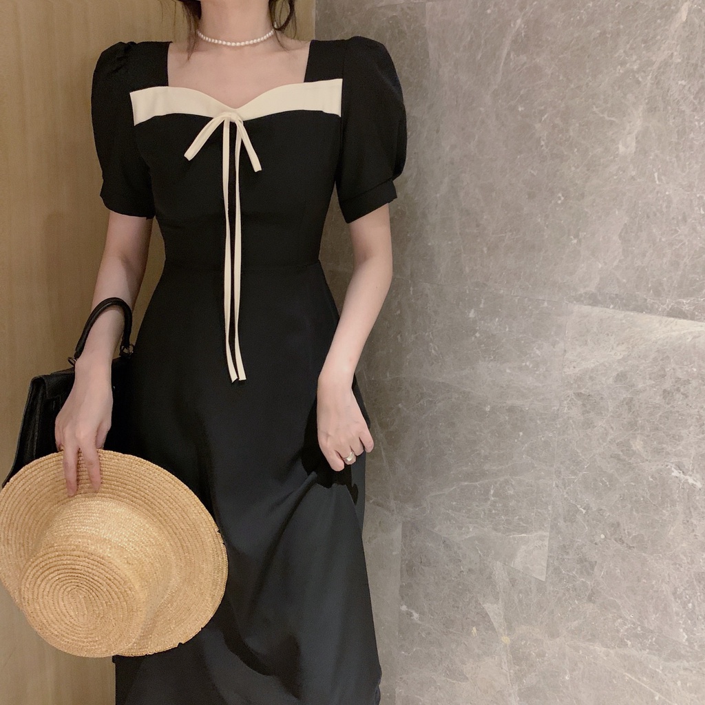 Tea Break Bellflower Đầm Dáng Dài Ôm Eo Phong Cách Pháp Cổ Điển Thời Trang Cho Nữ