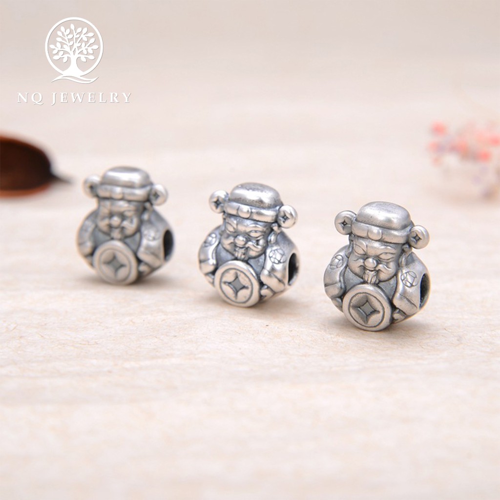 Charm bạc thần tài xỏ ngang - NQ Jewelry