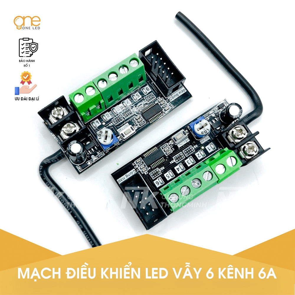 Mạch điều khiển Led Vẫy 6 kênh cống suất 6A, Điều khiển LED liền dây, led đúc OneLED V4.4