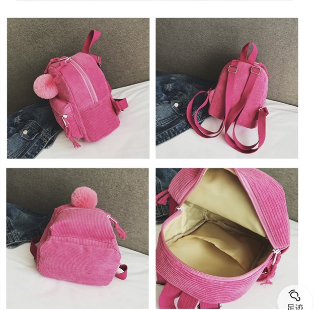 Balo nhung mini đính quả bông xinh xắn