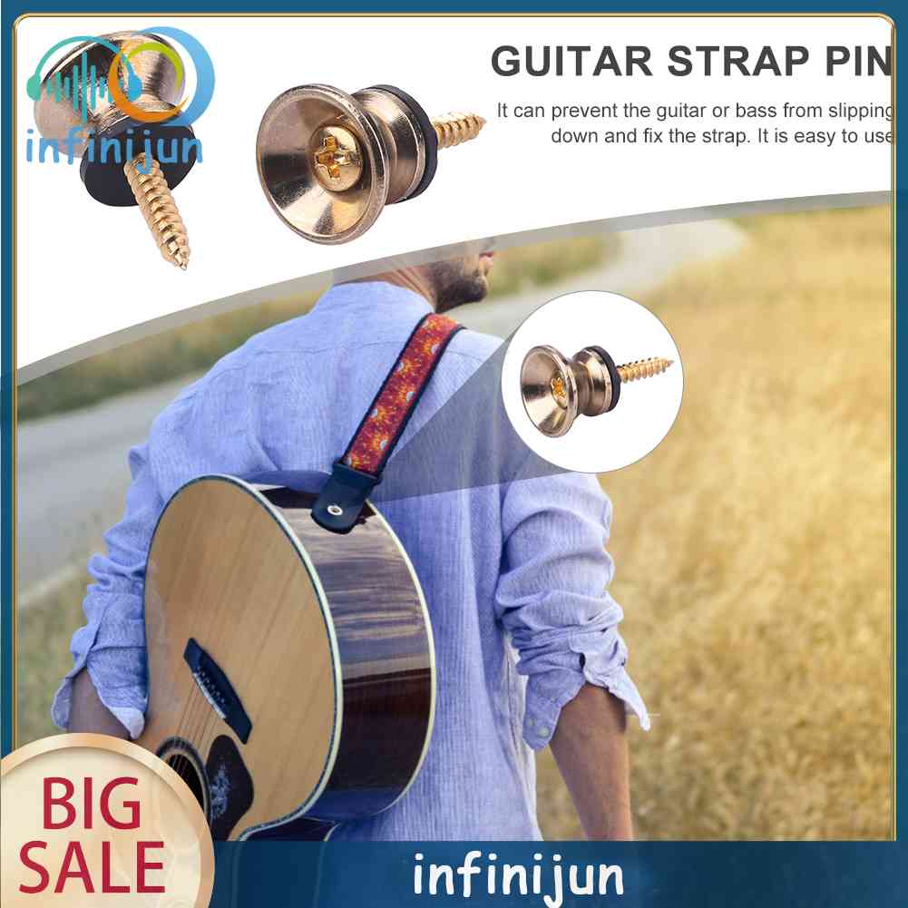 Set 2 Chốt Khóa Dây Đeo Đàn Guitar Bass Ukulele Bằng Kim Loại Chống Trượt