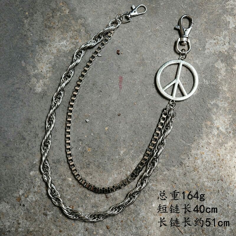 Móc khóa xích quần 2 dây chuỗi Móc khóa keychain cá tính