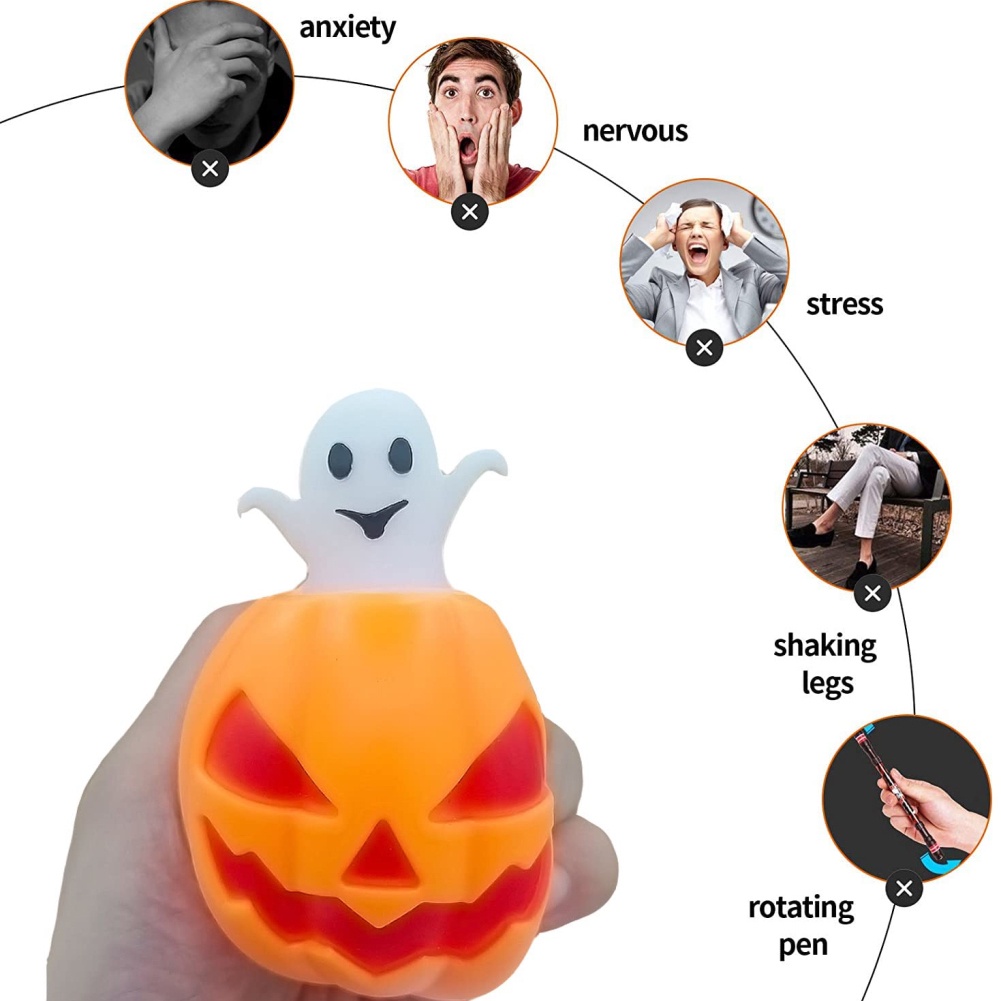 Đồ Chơi Nắn Bóp Hình Trái Bí Ngô Halloween Giúp Giảm Căng Thẳng