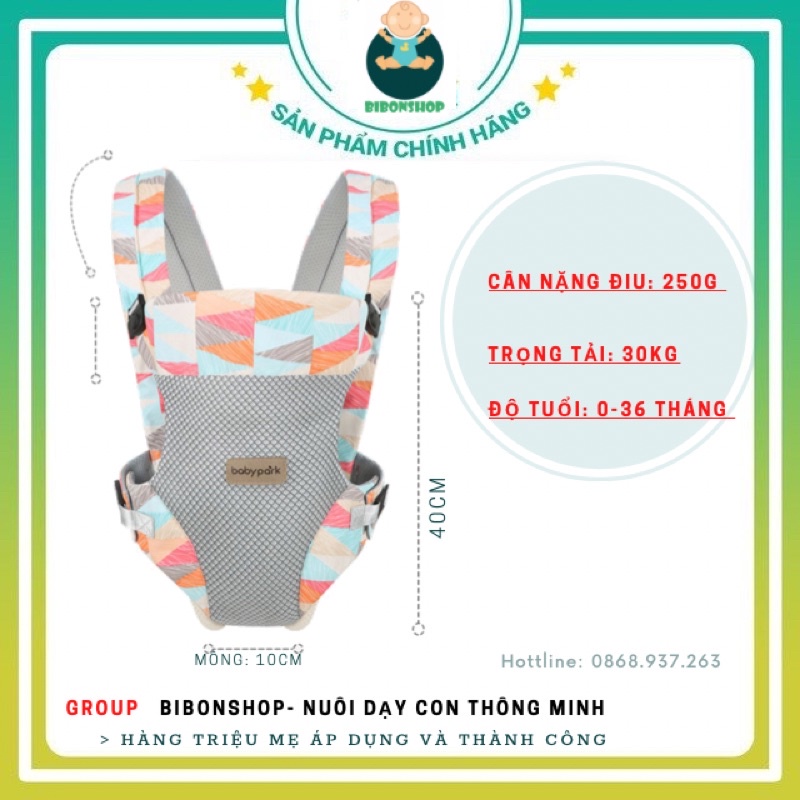 Địu 4 tư thế Babypark thoáng khí trợ lực hoạ tiết thời trang