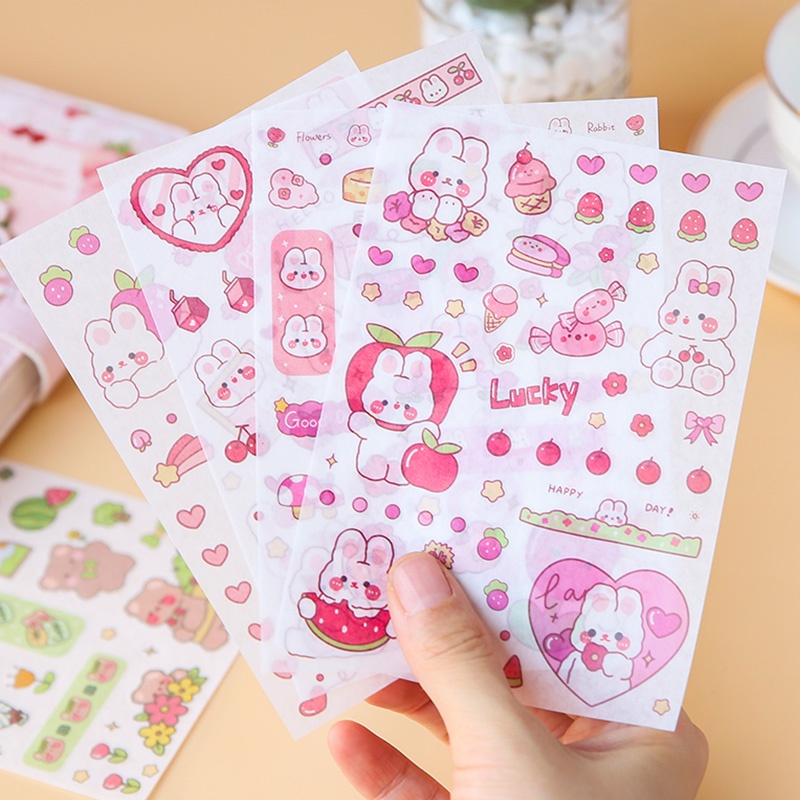 Set 4 tấm hình dán trang trí sổ tay kiểu hoạt hình nhật bản dễ thương