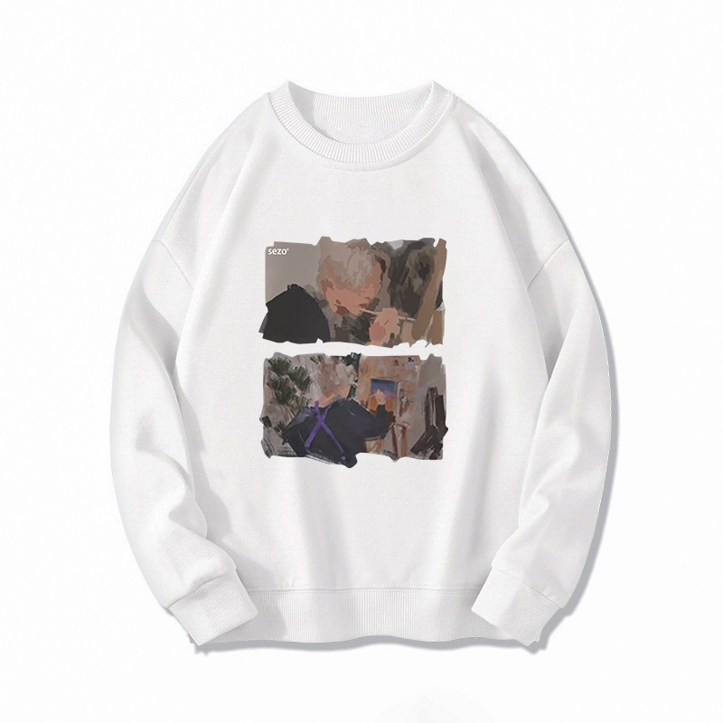Áo sweater SELVZE dáng rộng chất liệu cotton cao cấp thời trang phong cách Mỹ cho cặp đôi