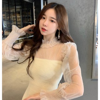 Đầm Len Ôm Body Viền Chiffon