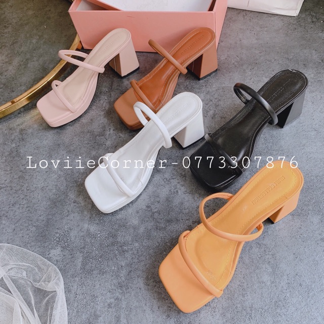 GUỐC NỮ LOVIIECORNER - DÉP GUỐC 9 PHÂN - GUỐC NỮ DÂY MẢNH - DÉP CAO GÓT 2 QUAI NGANG XỎ NGÓN D190907