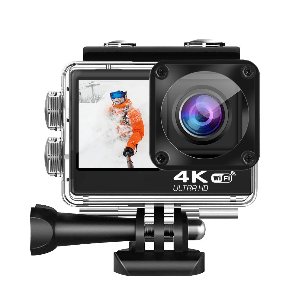 👑 Camera Hành Động  Xe Máy Giá Rẻ C1R 4K/60Fps -Chống Rung- 2 Màn Hình - Cảm Ứng- Tặng Pin, Sạc -BH 12 tháng