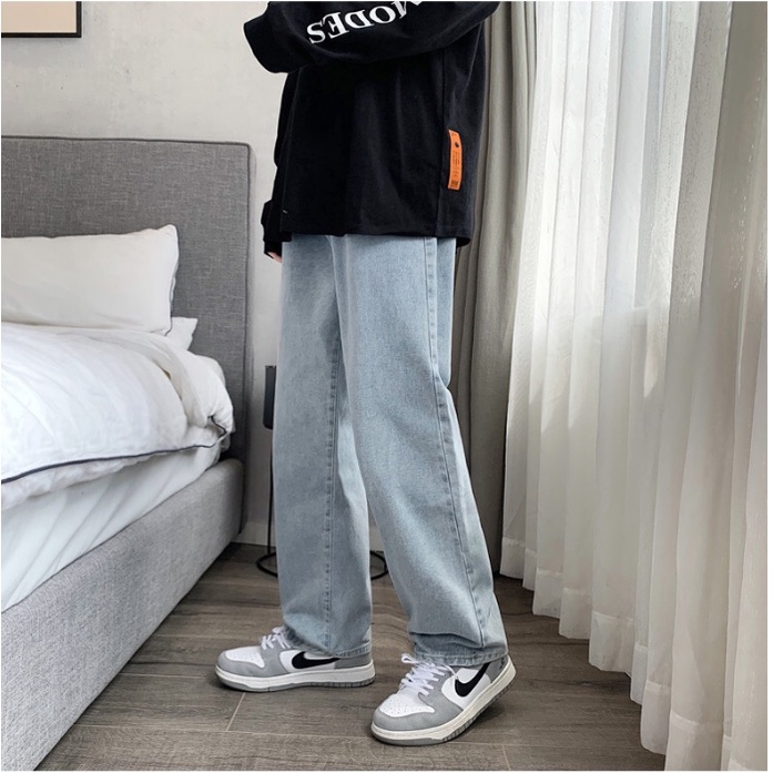 Quần jean nam BASIC ống suông rộng dáng baggy Wash 2 màu đen - xám mã DX01