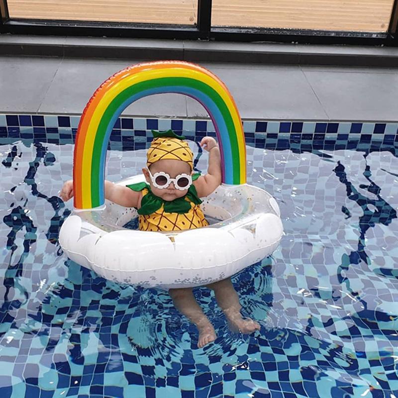 Phao Bơi Dày Hình Đám Mây Phối Cầu Vồng Xinh Xắn Cho Bé