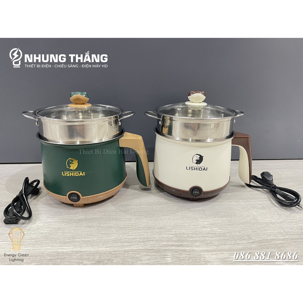 Nồi Lẩu Điện Lishidai Mini LZH-18 - Ca Nấu Mì,Chiên,Sào Đa Năng - Dung Tích 1.8L - Bảo Hành 1 Năm