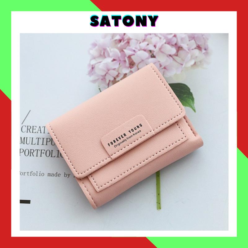 Ví nữ thời trang Hàn Quốc đẹp nhỏ gọn dễ thương bỏ túi giá rẻ nhiều ngăn có dây kéo SATONY VN25