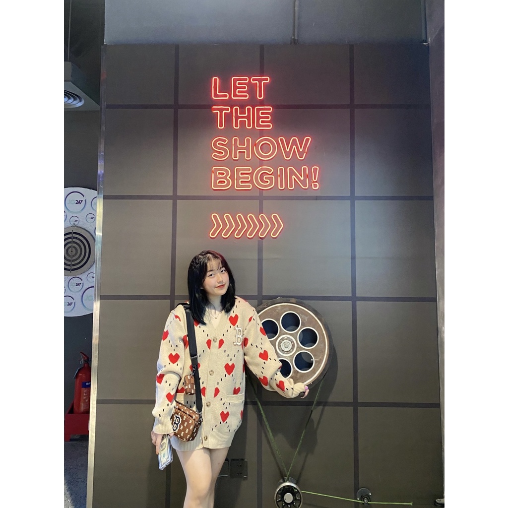 Áo Len Cardigan Unisex MLB Heart All-Over Cardigan BOSTON REDSOX